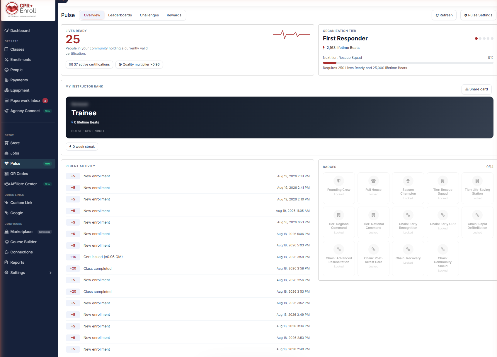 Pulse Overview tab, full page