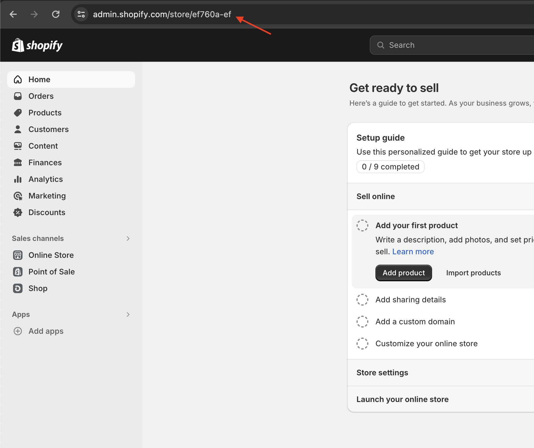 Shopify installation screen used to authorize the OAuth connection